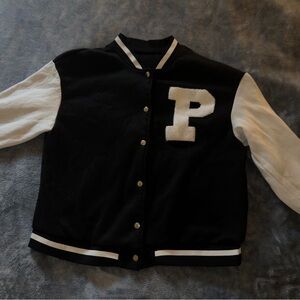 Black and White Unisex Varsity Jacket